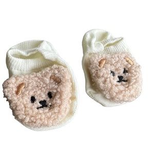 Light Brown and Cream Bear Newborn Sock Booties